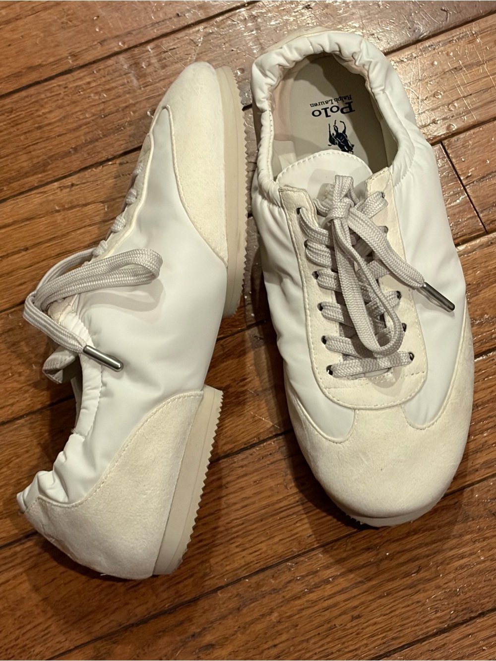 Polo by Ralph Lauren White Leather & Suede Low-Top ballerina Sneakers size 7 NEW